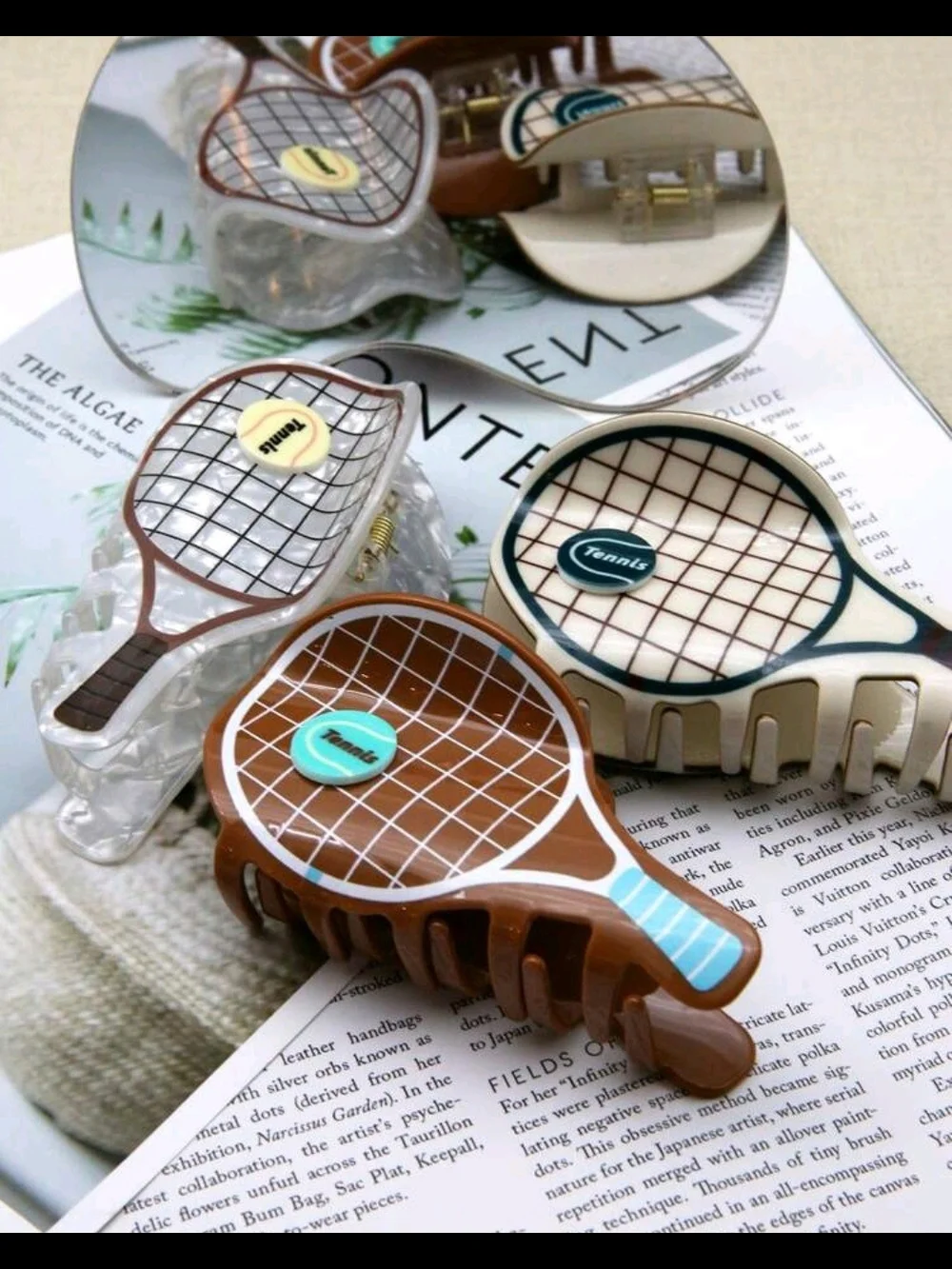 Tennis Racket Shaped Hair Claw Clips - Pickleball